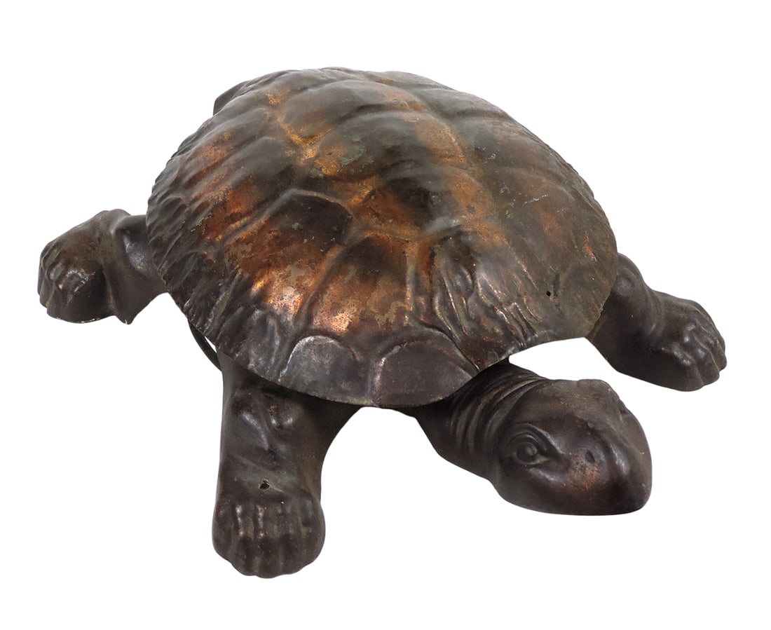 Antique Turtle Spittoon/Cuspidor, turtle's head acts as a lever when pressed down, shell opens to... (1 of 2)