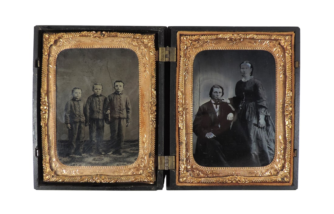 Daguerreotype Case w/Tintype, ornate thermoplastic case by Littlefield, Parsons & Co., Mfg of Dag... (1 of 2)