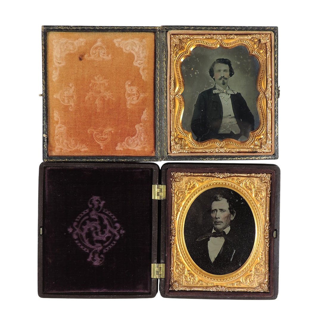 Daguerreotype Cases w/Tiintype and Ambrotype (2), one thermoplastic case w/flag & eagle by Little... (1 of 2)