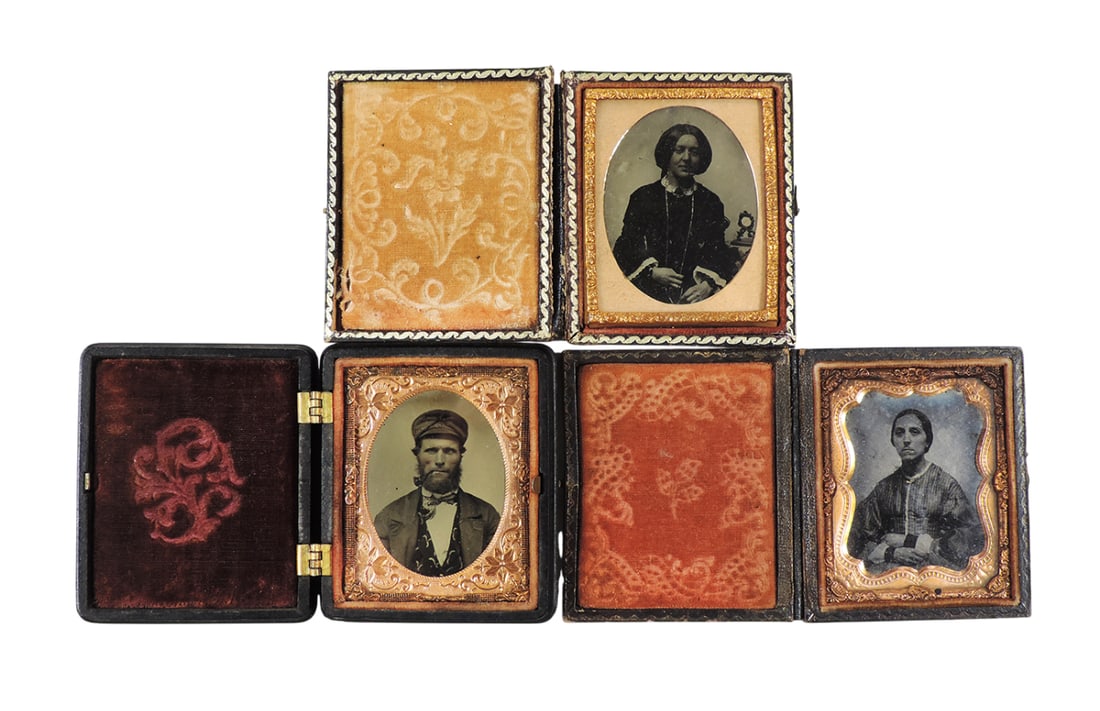 Daguerreotype Cases w/Ambrotypes (3), highly detailed thermoplastic by Littlefield, Parsons & Co.... (1 of 2)