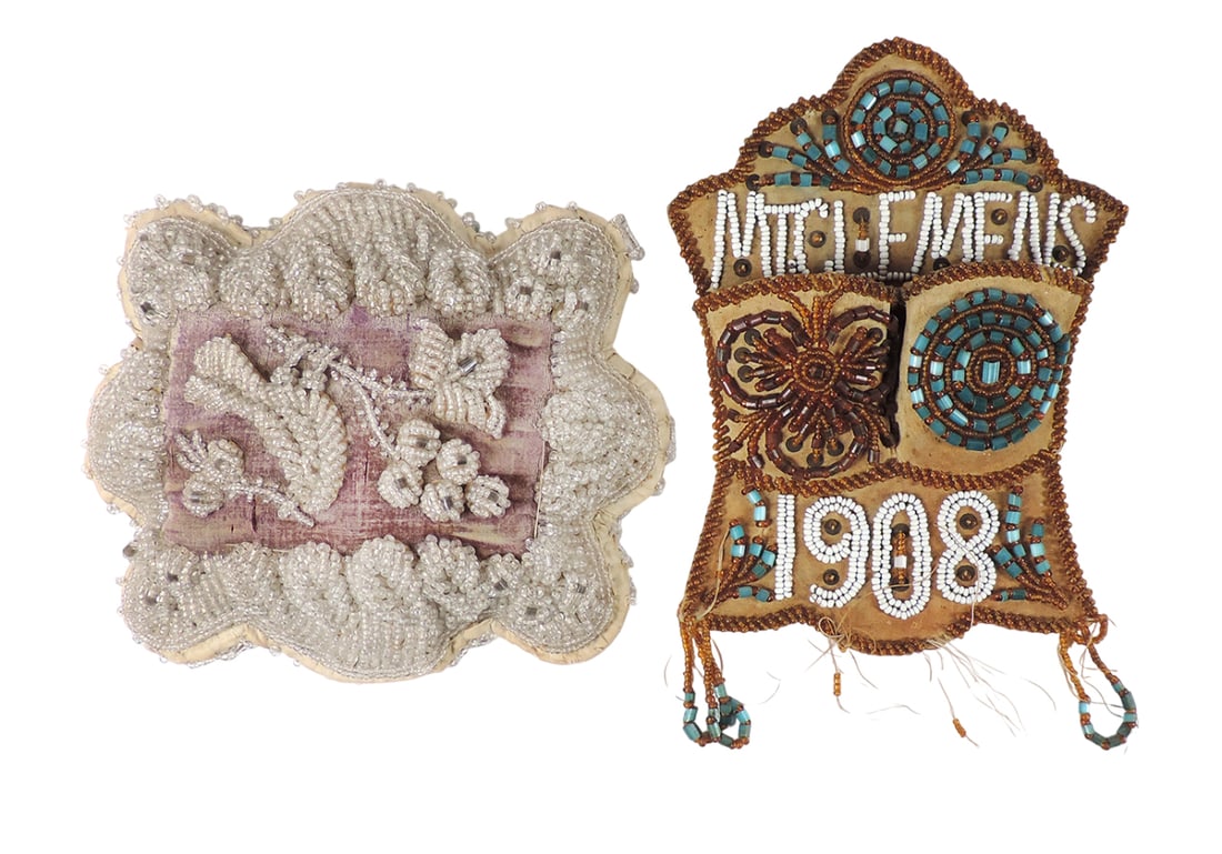 Native American Iroquois handmade Folk Art Beaded Pillow/Wall Hanging, Souvenir Mt. Clemens 1908,... (1 of 1)