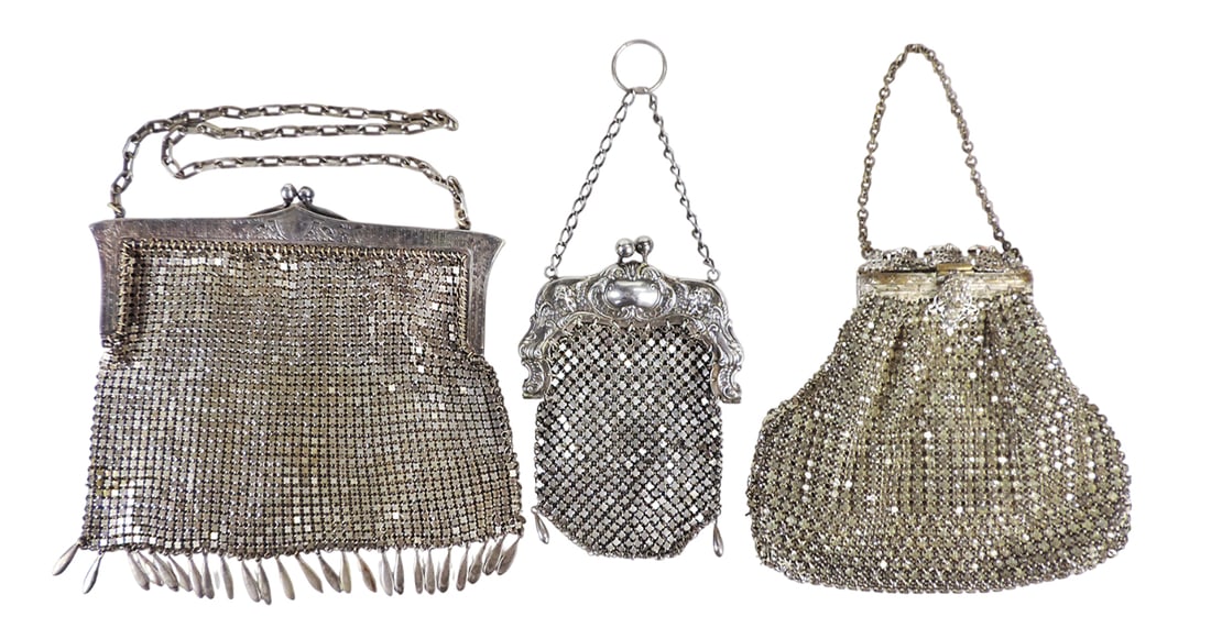 German Silver Mesh/Rhinestone Purses (3), these purses were often made in Germany w/German silver... (1 of 2)
