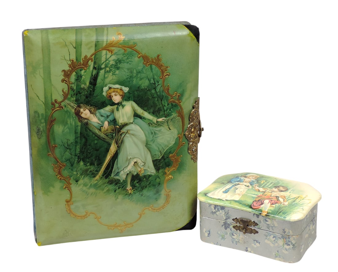 Victorian Cabinet Card Album & Dresser Box, 16 heavy cardstock pgs filled w/31 Cabinet Cards, gil... (1 of 5)