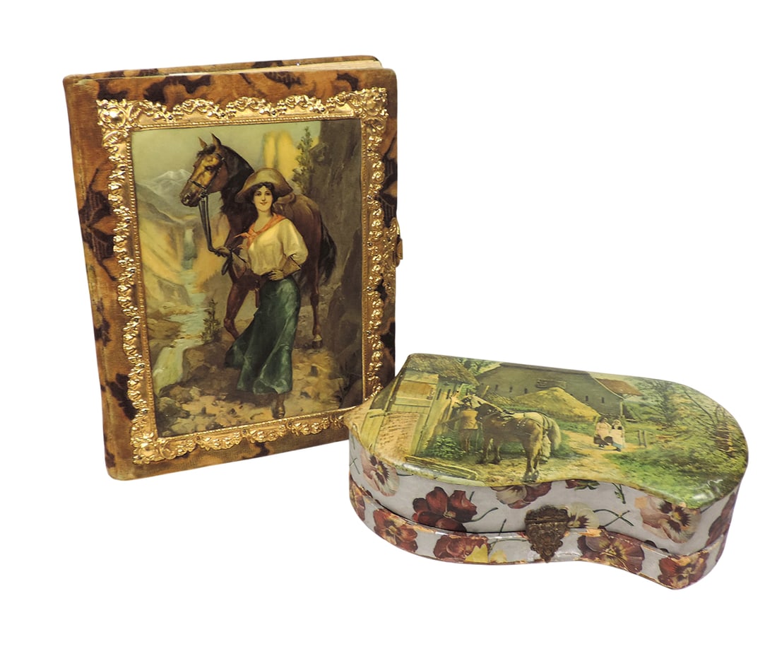 Victorian Cabinet Card Album & Vanity Box, 15 heavy cardstock pgs, no photos, gilded bronze/brass... (1 of 5)