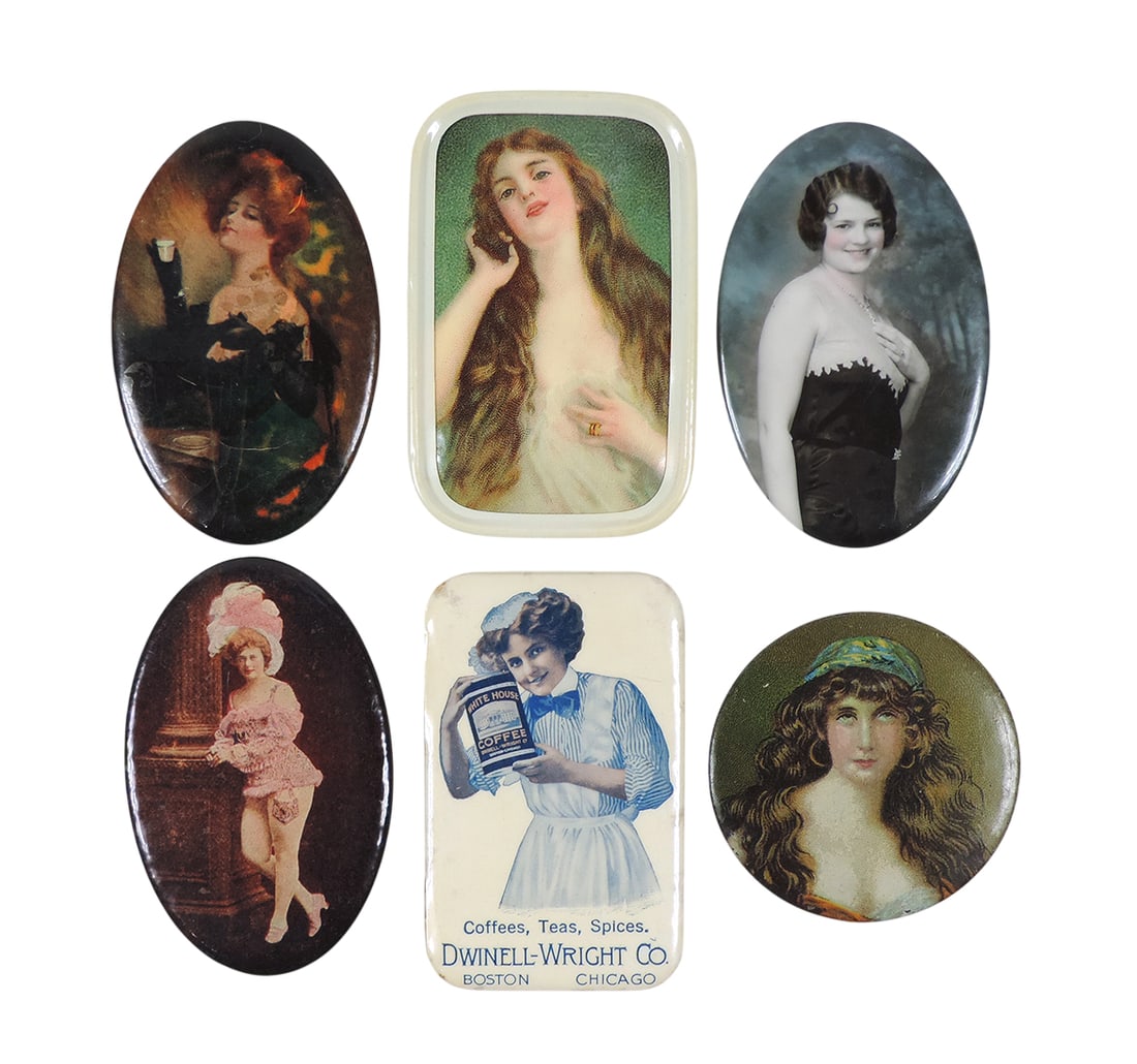 Advertising Pocket Mirror & Victorian Vanity Mirrors (6), Dwinell-Wright Co., Boston/Chicago-USA,... (1 of 2)