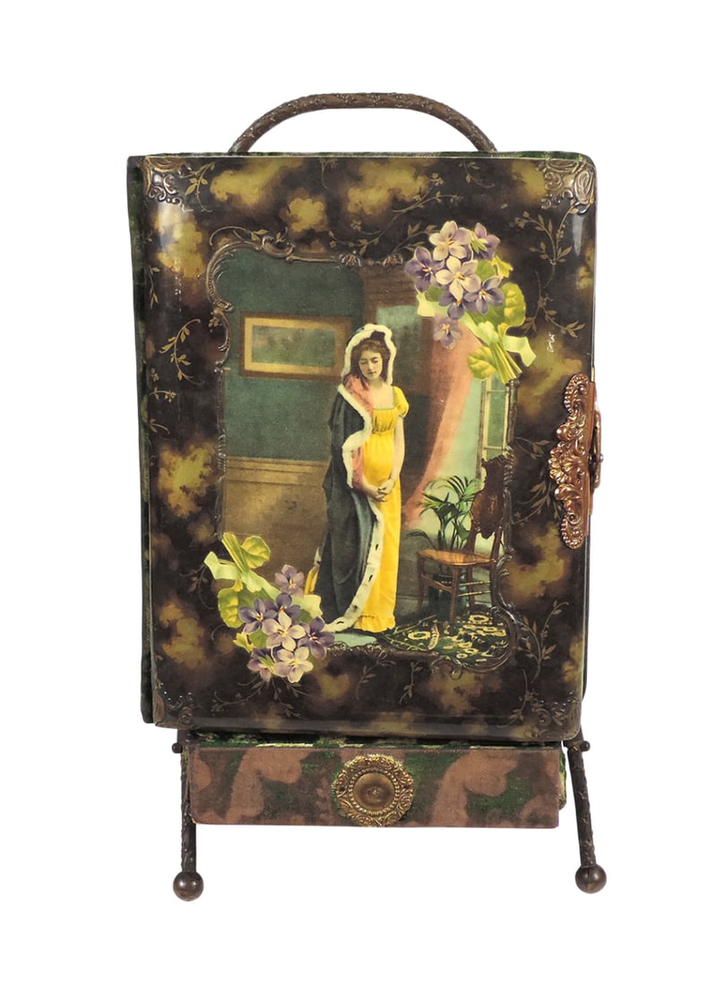 Victorian Cabinet Card Album w/Stand, 14 heavy cardstock pgs, filled w/30 various Cabinet Cards, ... (1 of 4)