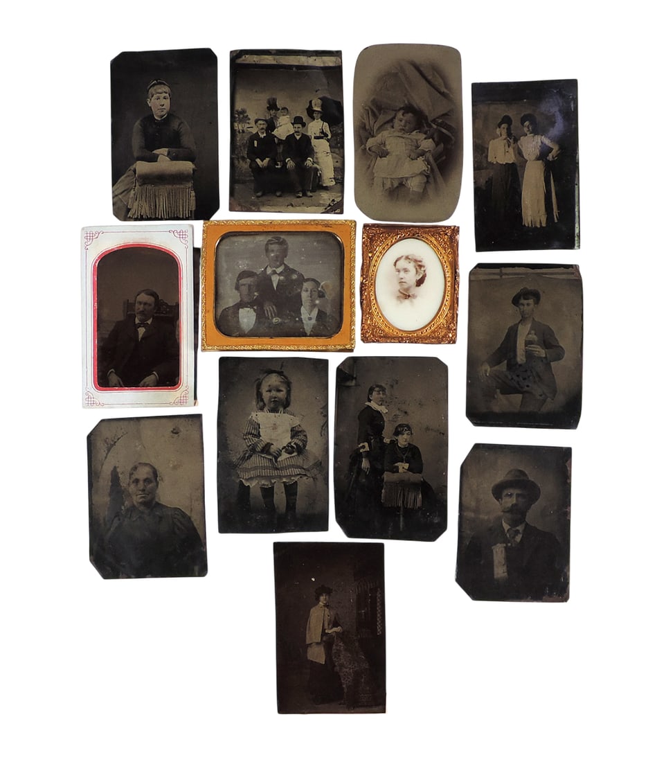 Tintype/Opalotype Photographs (12), One Opalotype (milk glass positive), tintype photography proc... (1 of 1)