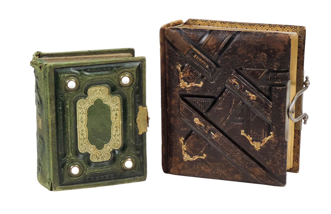 Victorian Leather Photo Albums (2), Album w/25 heavy cardstock pgs filled w/21 various photos inc... (1 of 7)