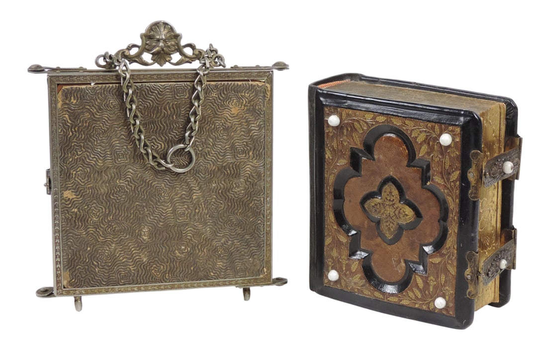 Victorian Vanity Items (2), Leather Photo Album, Album has 25 heavy cardstock pgs filled w/13 var... (1 of 7)