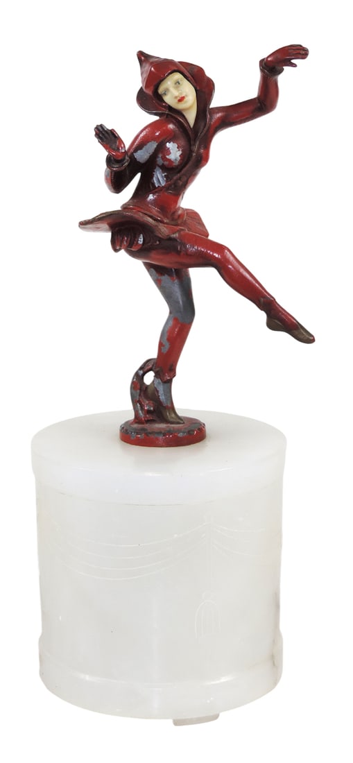 Jester Lamp, Jester figurine made of chalkware/thick plastic base & metal body w/celluloid face, c. (1 of 1)