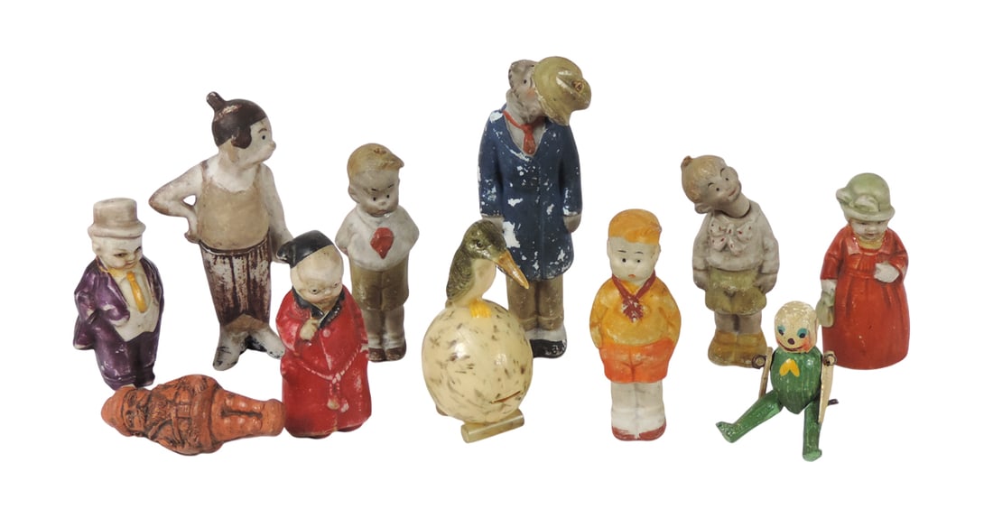 Bisque Figurines (11), Skeezix/Gasoline Alley Comic Strip, nodder head has been glued to body, em... (1 of 1)
