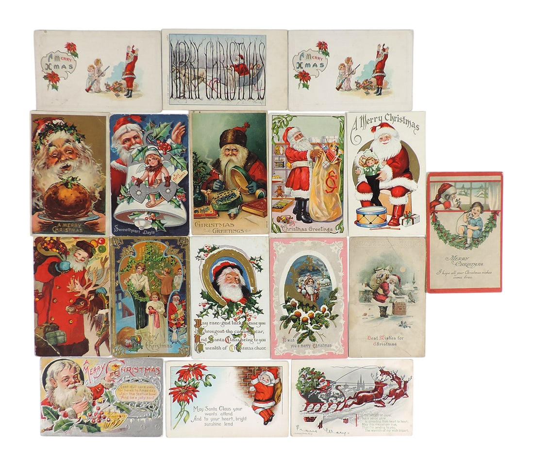 Antique Christmas Postcards (46), 17 included Red Santa Claus figure in design, Series include Ni... (1 of 4)