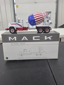 Diecast Toy, Mack R Model Mixer. Stars & Stripes - Red, White & Blue (R. Fredrick) First Gear NIB