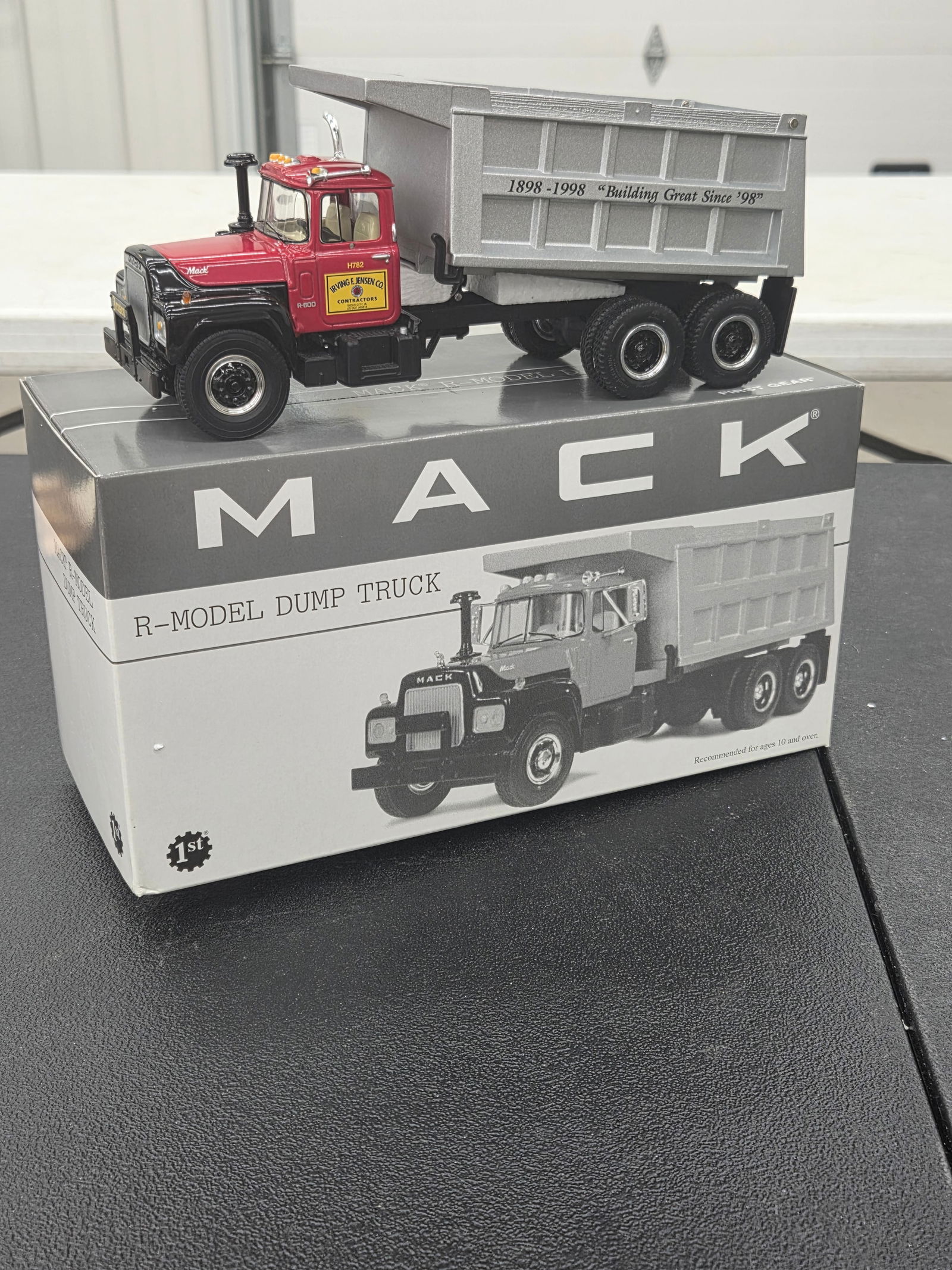 First Gear Mack R Model W/ Dump Trailer Blue Diamond