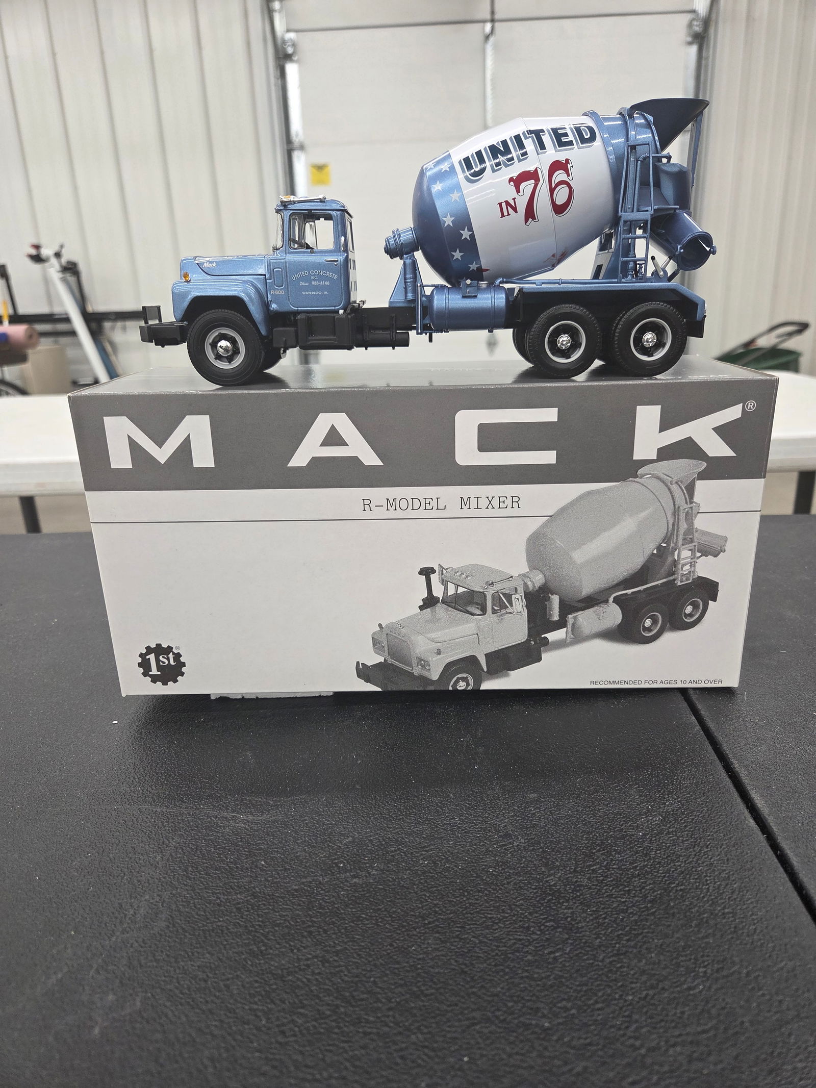 Diecast Toy, First Gear. Mack R-Model Mixer (United Concrete) " in 76 " NIB: Diecast Toy, First Gear. Mack R-Model Mixer (United Concrete) " in 76 " NIB