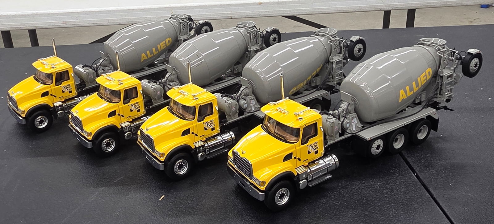 Diecast Toy, First Gear. Mack Granite With BridgeMaster Mixer, 4 pcs. "Allied Redi Mix". NIB: Diecast Toy, First Gear. Mack Granite With BridgeMaster Mixer, 4 pcs. "Allied Redi Mix". NIB