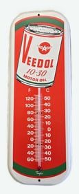 Veedol Motor Oil Thermometer. VG Cond. 16"H x 6"W