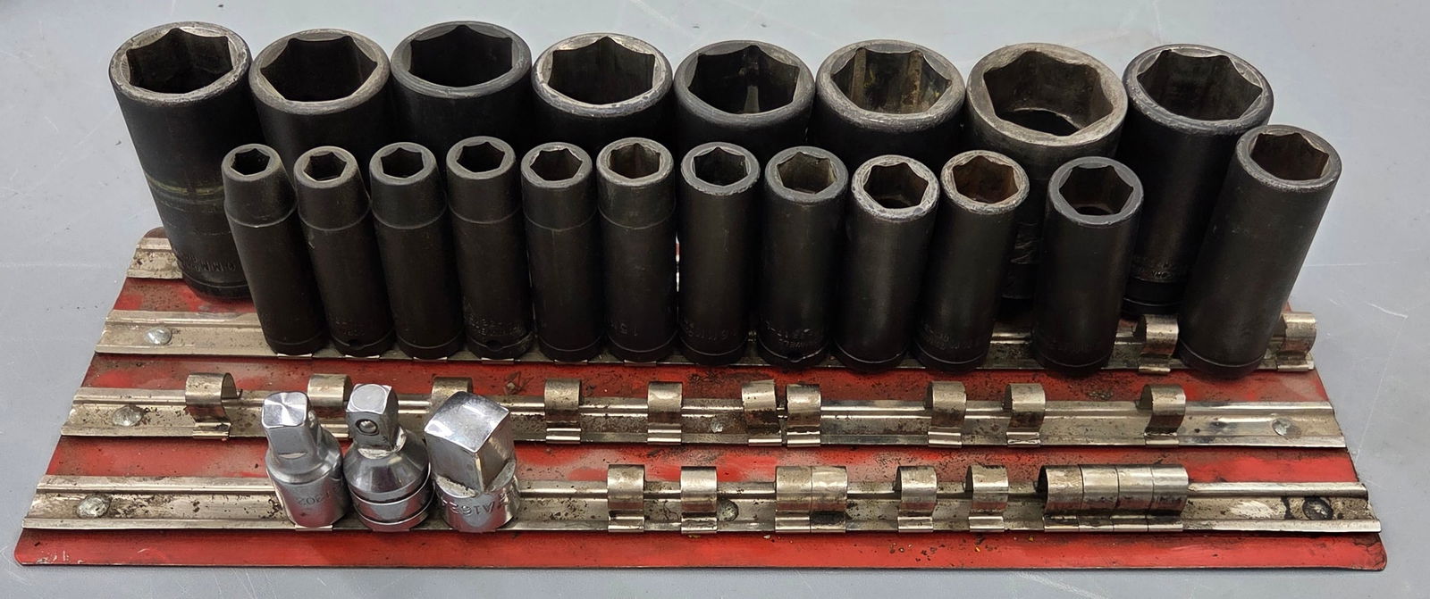 Sockets   3/8 inch drive 6 point deep impact sockets plus set of drive reducers. All in good (1 of 1)