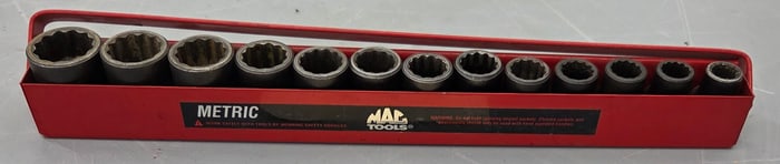 Sockets set of 12 point Mac metric 3/8 inch drive. Good condition