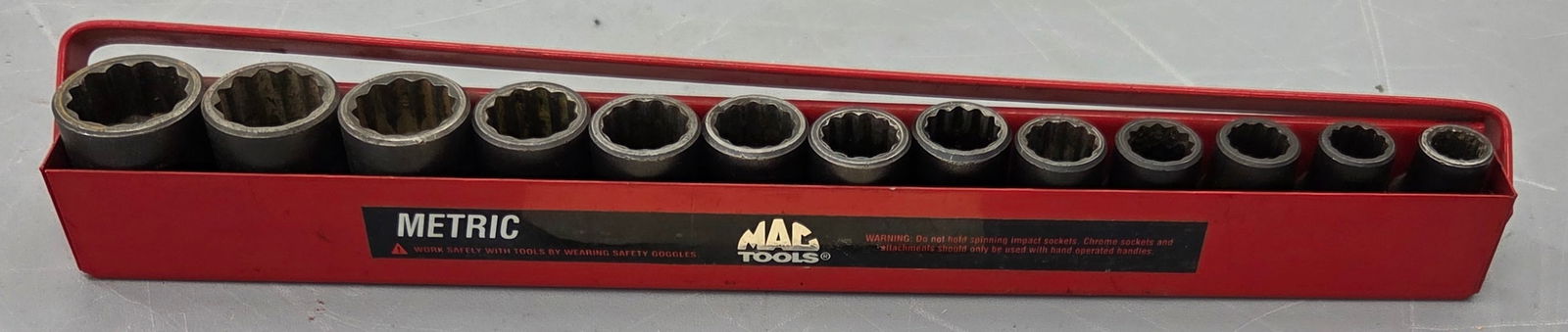 Sockets set of 12 point Mac metric  3/8 inch drive.  Good condition (1 of 1)