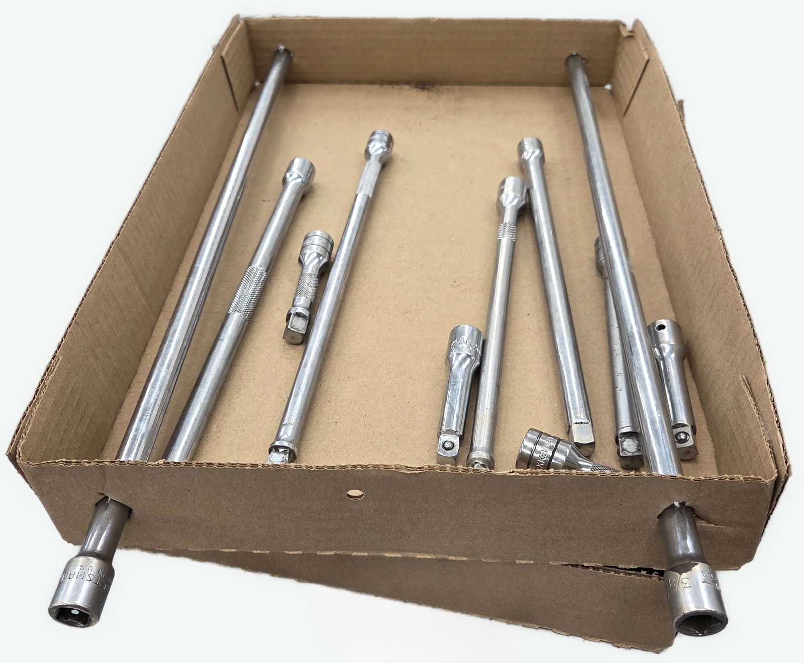 Extensions 3/8 drive snap on and Mac,  11 pieces varying lengths all in good condition. (1 of 1)