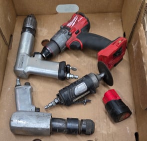 3 pneumatic tools 1 battery drill no battery