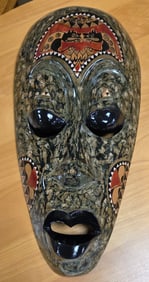 Hand-carved hand-painted wooden tribal mask. very good condition
