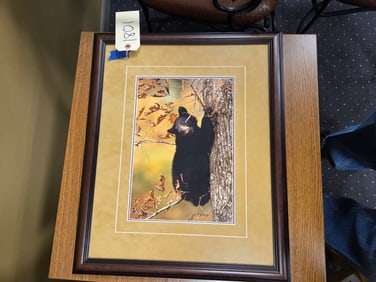 Print. October's Oak black bear, by Thomas D. Mangelsen. 22" high by 18" wide. Very good condition