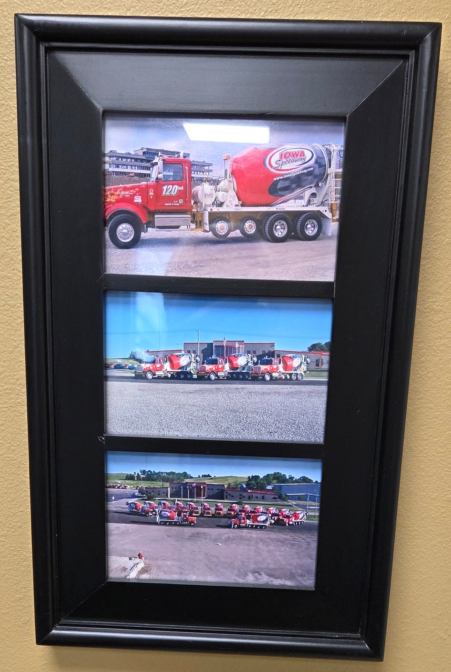 Framed art piece of three concrete mixer trucks (1 of 1)