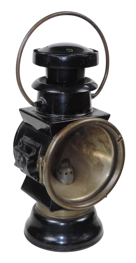 Lucas's Petroleum Motor-Lamp, Joseph Lucas Ltd., a British Co. known for automotive/motorcycle pa...: Lucas's Petroleum Motor-Lamp, Joseph Lucas Ltd., a British Co. known for automotive/motorcycle parts/accessories, working mechanisms, cracks in brass circling glass lens, wick present, metal w/black