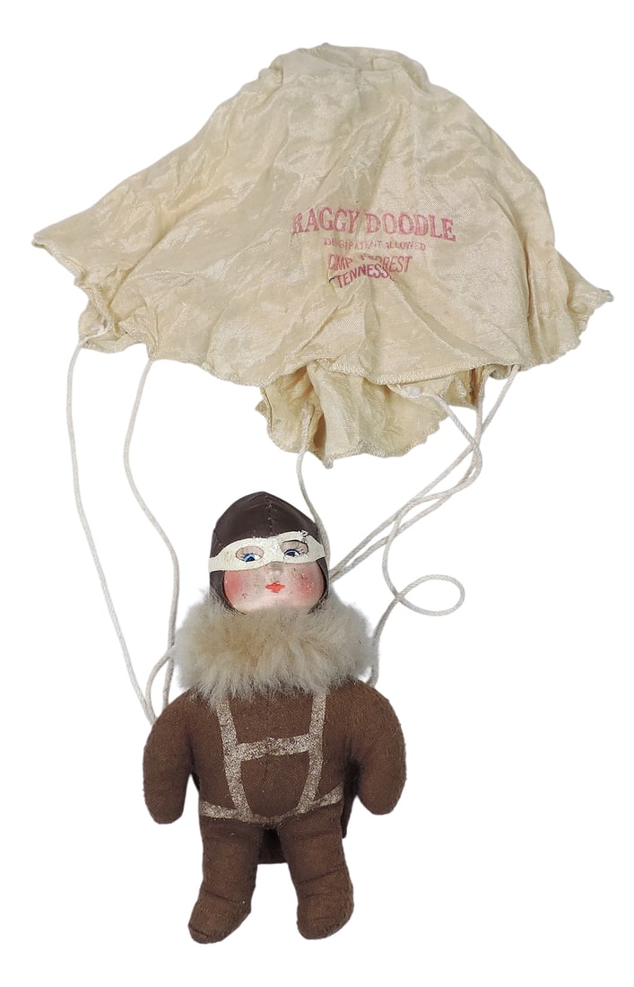 Toy Raggy Doddle Paratrooper, WWII era, Mfg by Prager & Reuben, New York, stamped Raggy Doodle, D... (1 of 1)