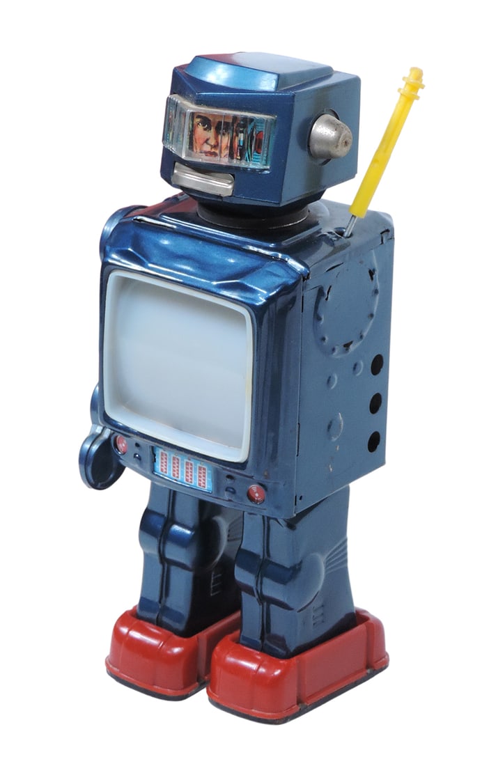 Toy Robot, Horkawa Radar Robot, battery-operated litho on tin (untested), missing arm/antenna top... - 2
