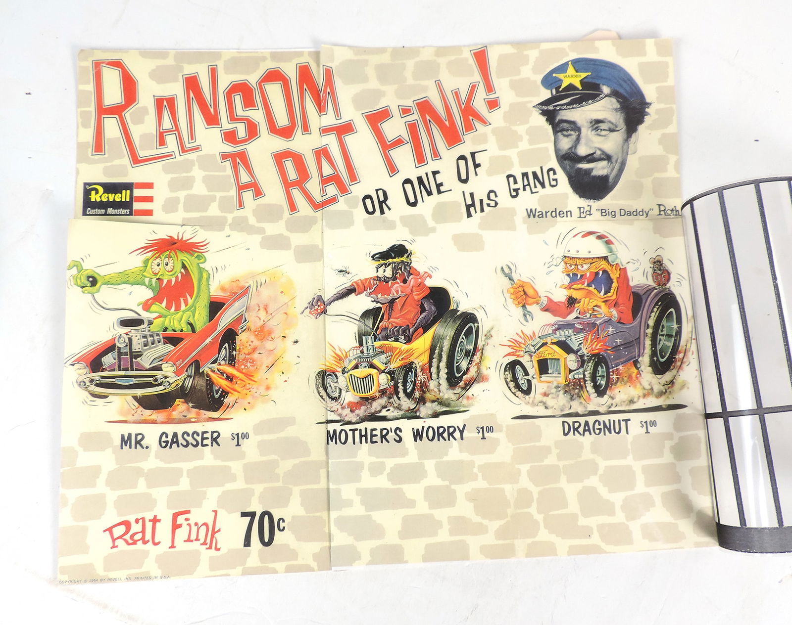 Rat Fink Store Display Sign w/plastic overlay, Revell Custom Monsters, Warden Ed Bid Daddy Roth, ... - 4