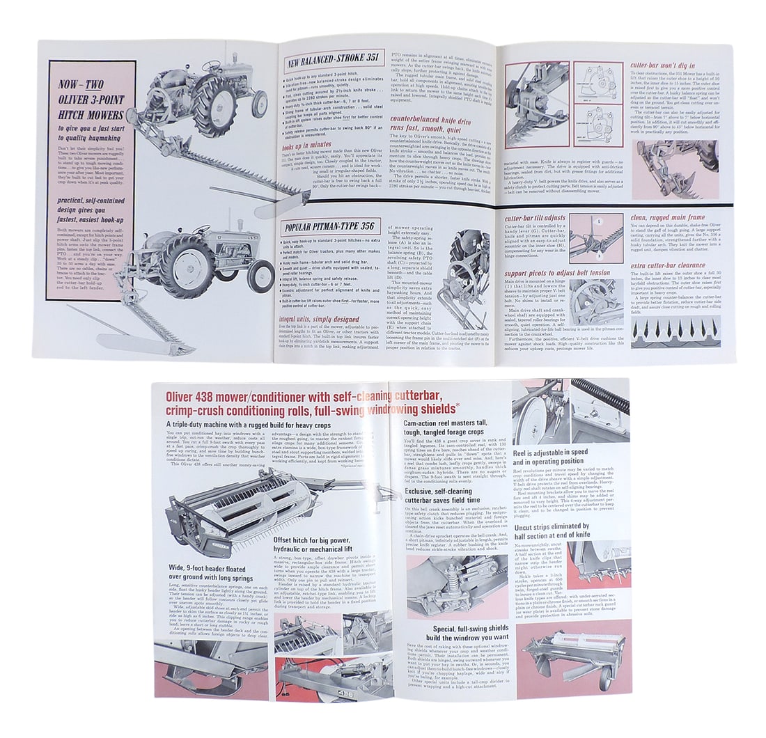 Oliver Corporation Dealer Brochures (2), 3-Point Hitch Mowers, New Balanced-Stroke 351, Pitman-Ty... - 3