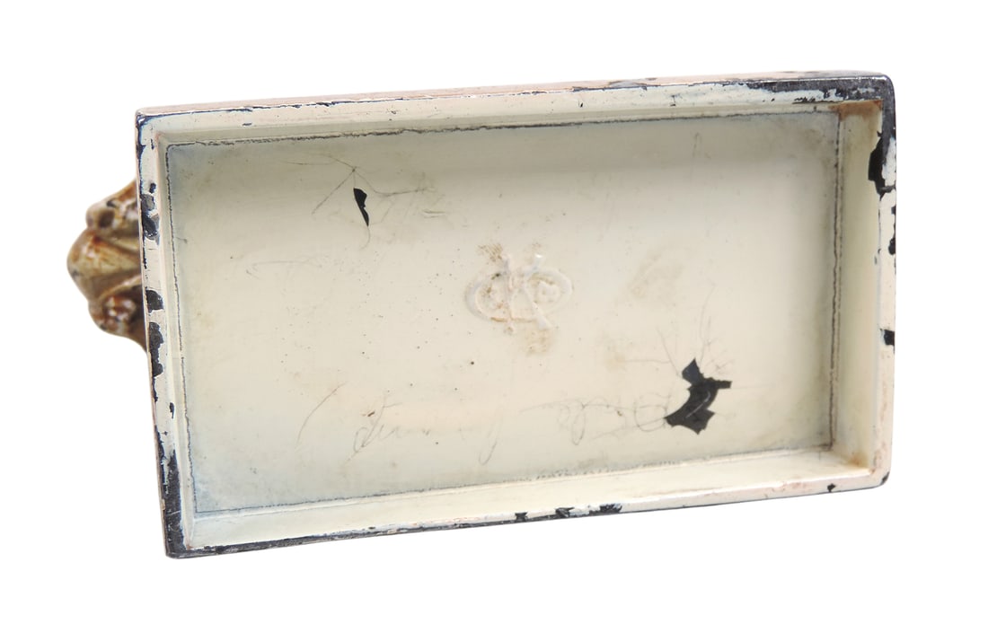 Bulldog Paperweight, painted cast iron, embossed maker's mark on bottom, c. early-mid 1900s, VG c... - 4