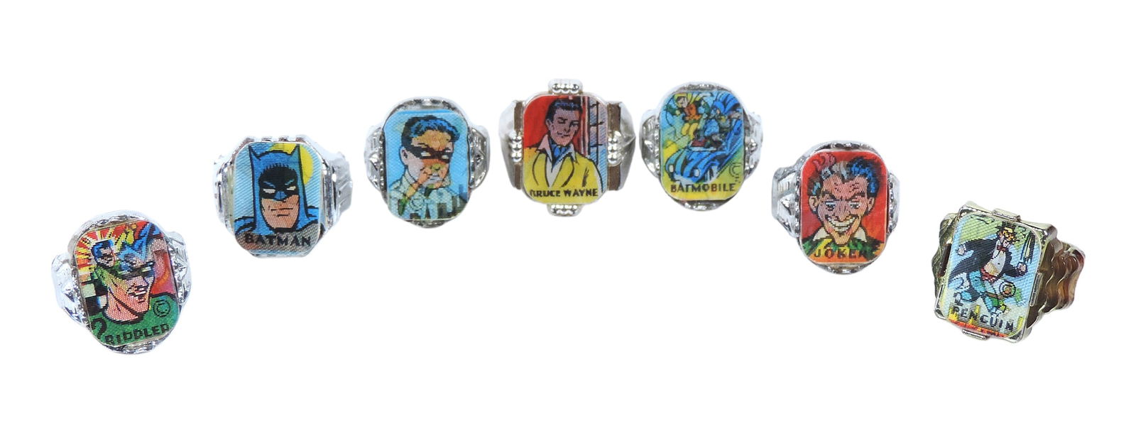 Toy Flicker Rings w/card (13), Batman & Robin, Rare complete set of 12 rings & Member Batman Ring... - 5