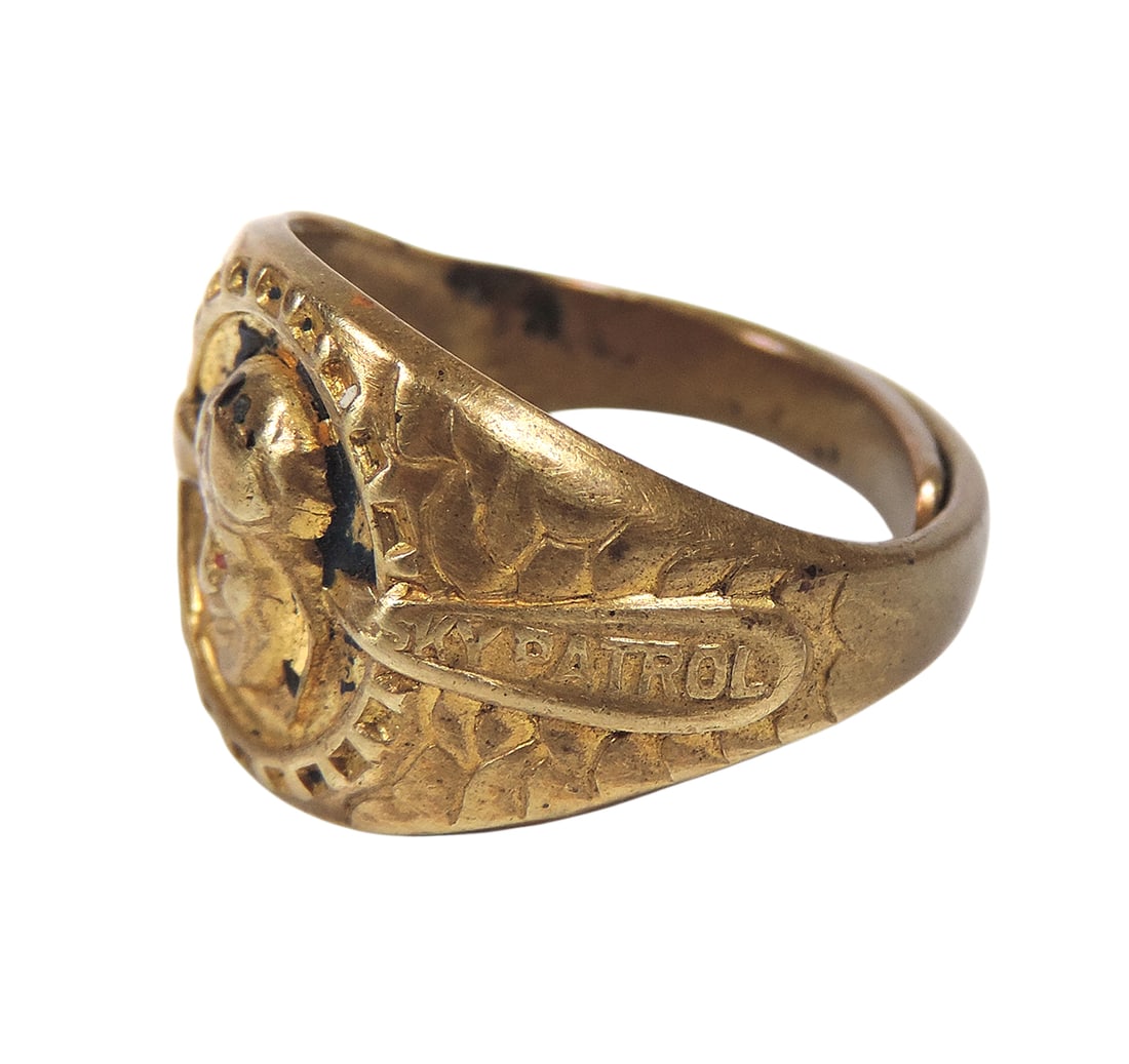 Toy Ring, Captain Hawks Sky Patrol Ring, Post cereal mail-in premium from the 1930s, metal & plas... - 4