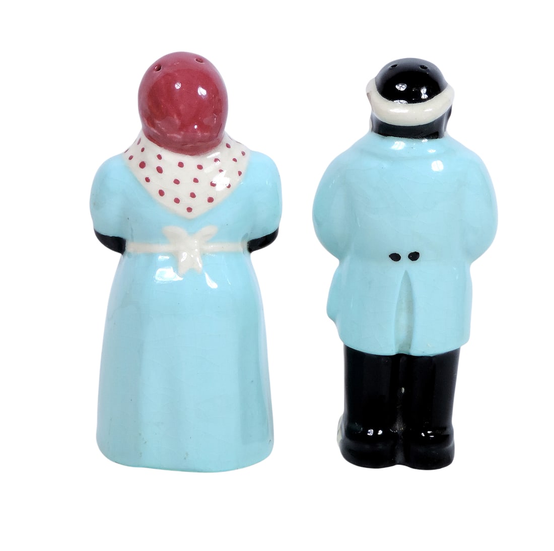 Black Americana S&P Shakers, Aunt Jemima & Uncle Mose, ceramic, no stoppers, some minor crazing &... - 2