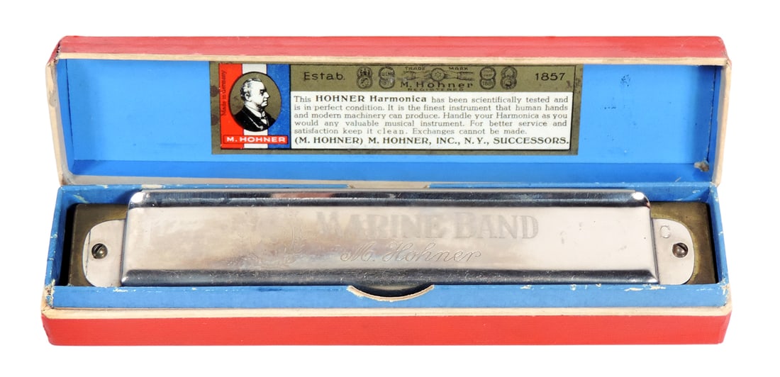 Harmonica, Marine Band No. 365, Made by M. Hohner, Made in Germany, metal/wood, c.early 1900s, VG... - 2
