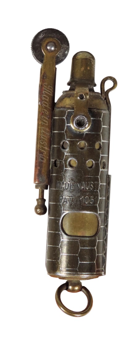 Military Trench Lighter, IMCO, embossed Made in Austria PAT 105107, operated by a wheel mechanism... - 2