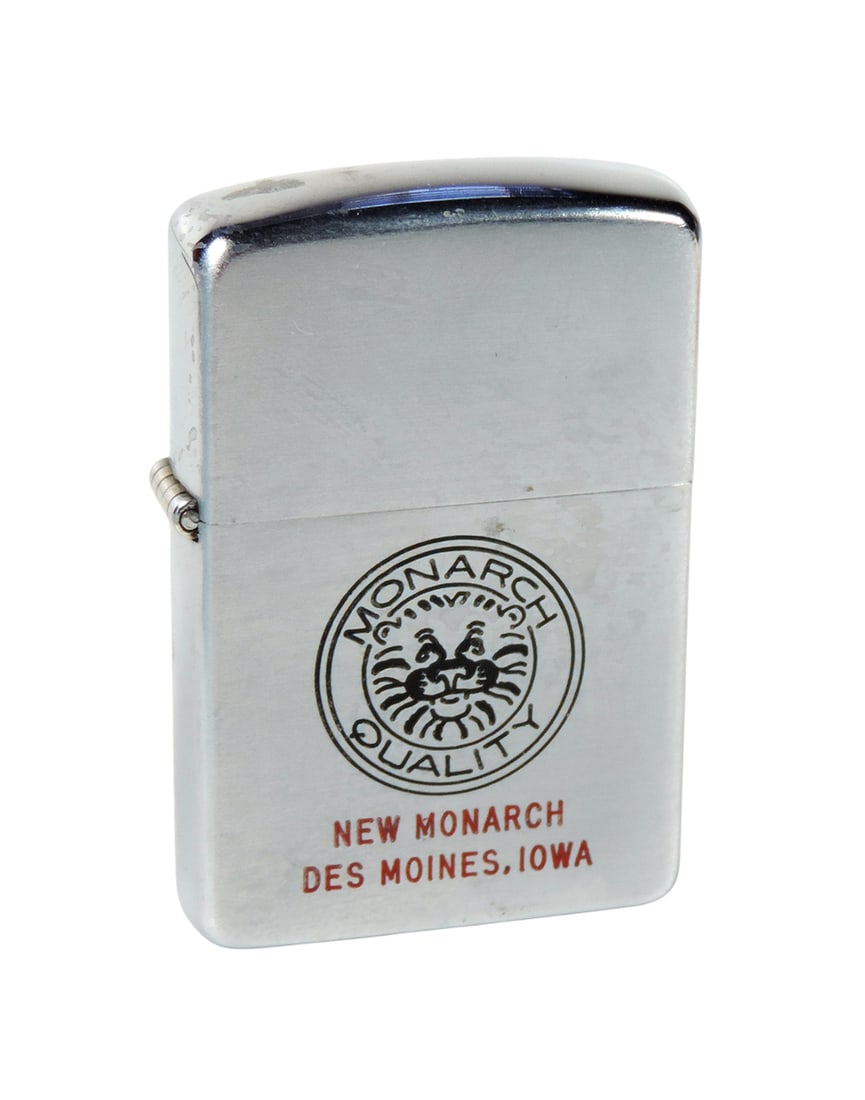 Advertising Cigarette Lighter, New Monarch ZIPPO, embossed Monarch Quality New Monarch Des Moines... - 2