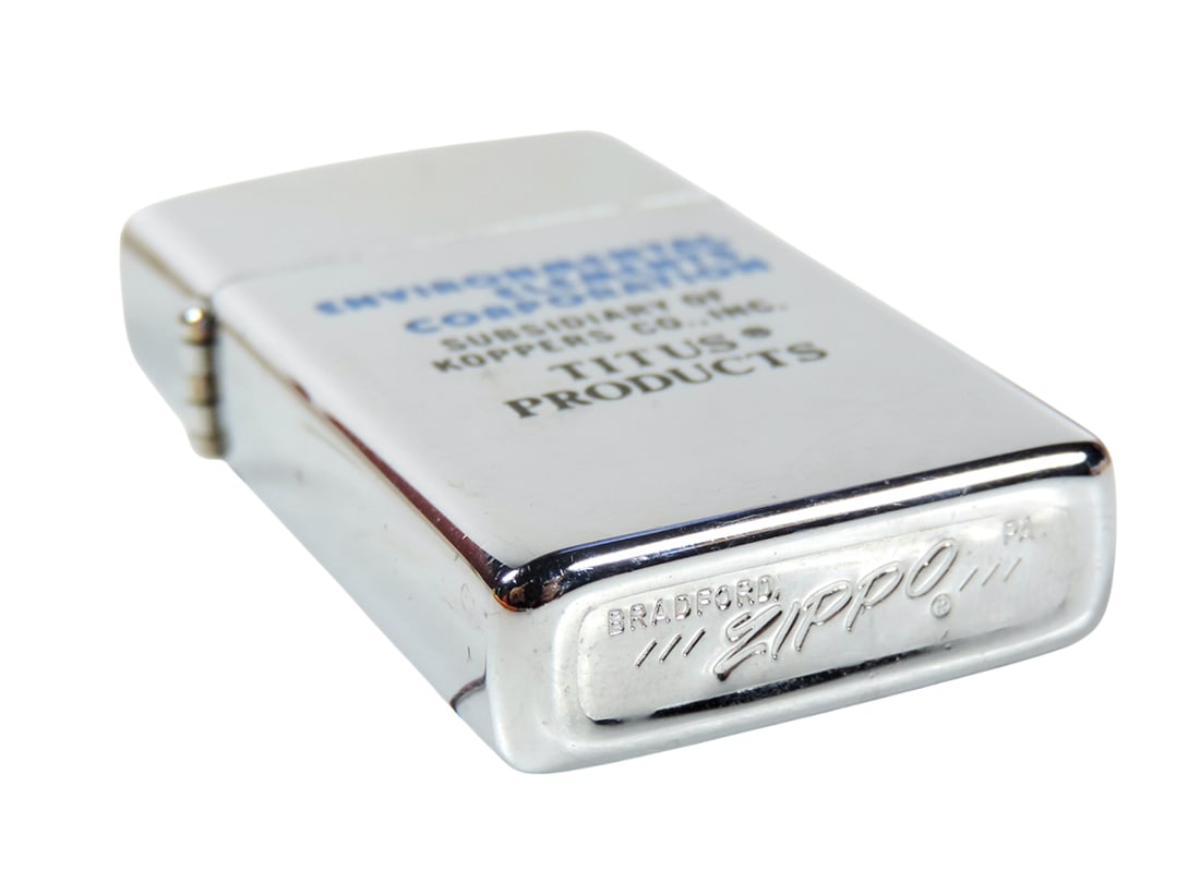 Advertising Cigarette Lighter, Titus Products ZIPPO, Slim Lighter No. 1610 High Polish w/orig box, - 3