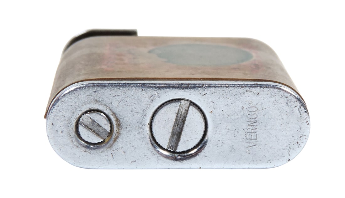 Advertising Cigarette Lighter, Maytag's Golden Anniversary, Vernco Pocket Lighter w/lift-arm wick - 3