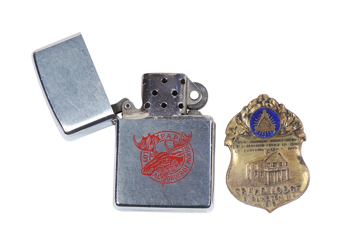 Advertising Cigarette Lighter & Lapel Pin (2), Bradford, PA Zippo, Loyal Order of Moose Fraternal... - 2