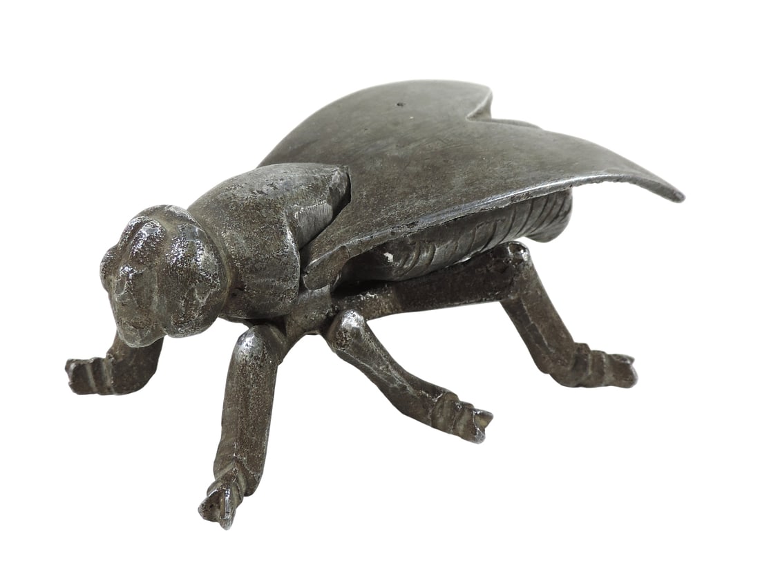 Fly Desk Box/Ash Tray, wings open to reveal storage compartment, cast metal w/hinged lid, c. mid ... (1 of 2)
