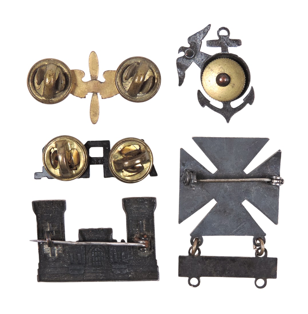 Military Lapel Pins (5), United State Marine Corps (USMC) Eagle/Globe/Anchor (EGA), American Red ... - 2