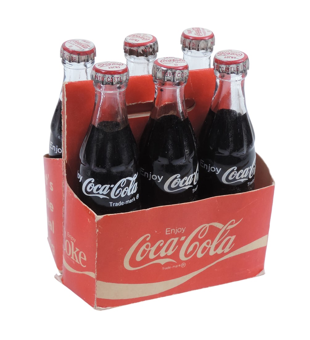 Coca-Cola Novelty, Miniature Coca-Cola Glass Bottle/Cardboard Carrier, Coca-Cola Trade Mark ® o (1 of 2)
