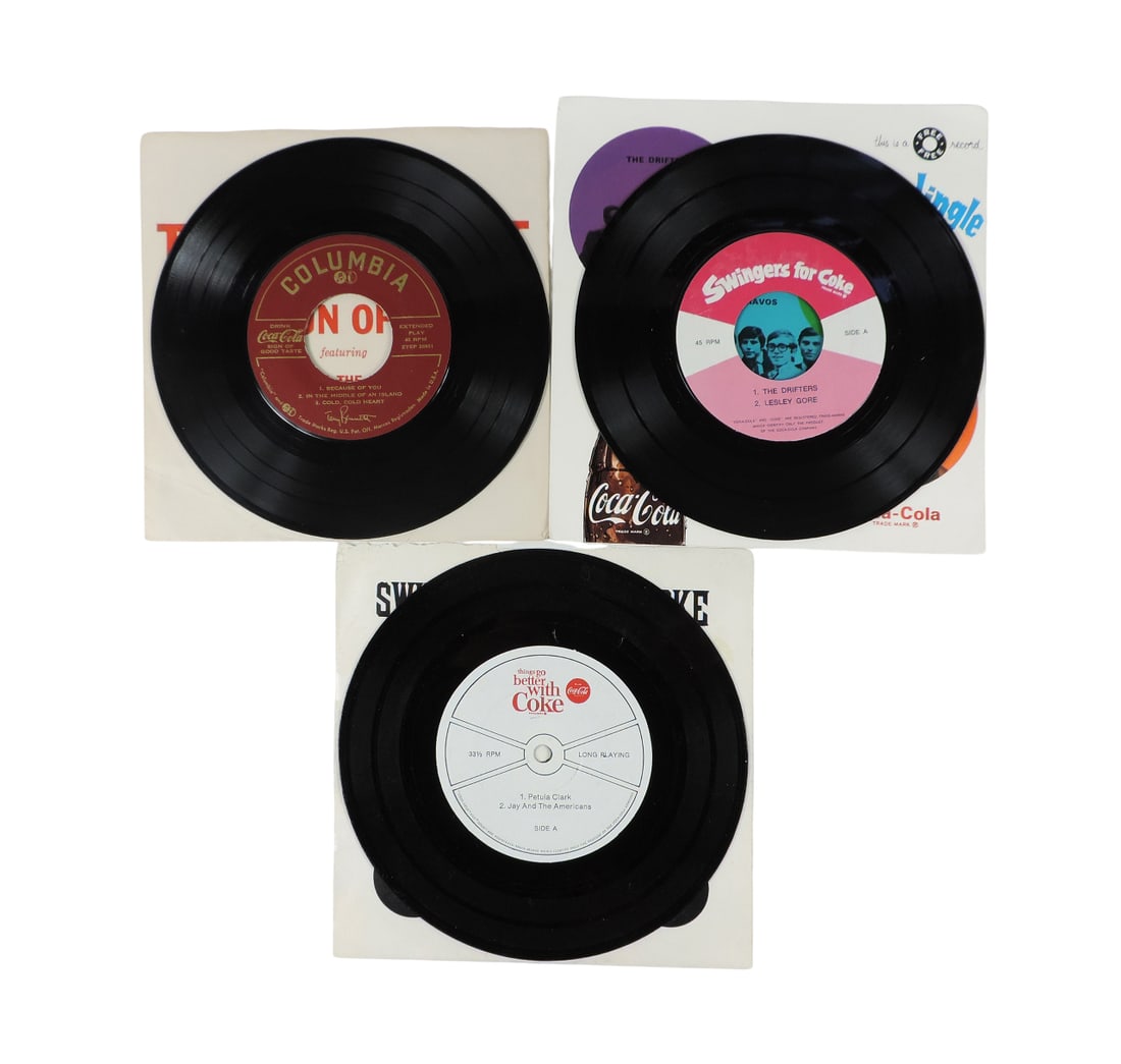 Coca-Cola Promotional Vinyl Records (3), 33 1/3 RPM w/orig paper sleeve featuring Tony Bennett Au... - 3
