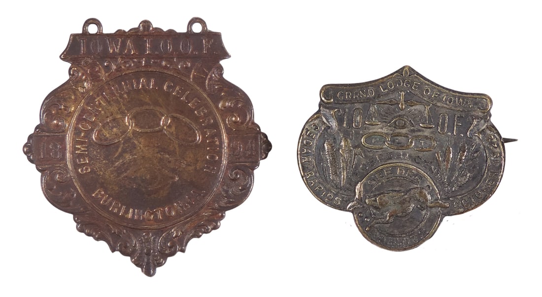 Fraternal Commemorative Medal & Lapel Pin (2), Iowa Chapter of the Independent Order of Odd Fellows (1 of 2)