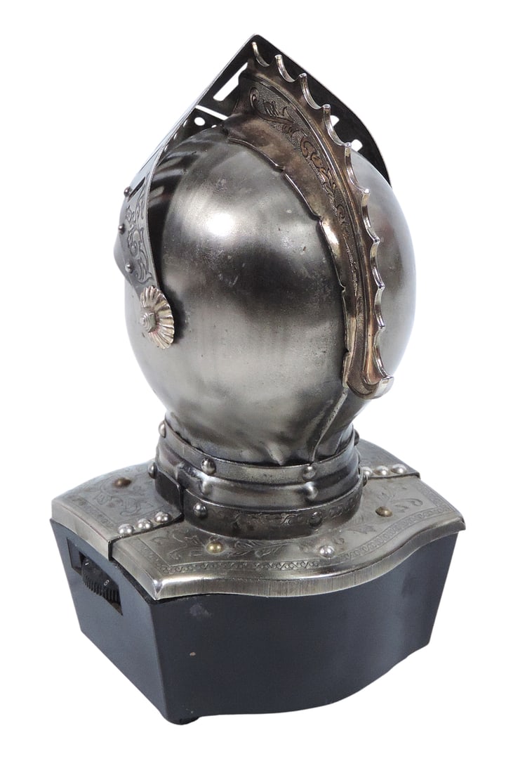 Transistor Radio Knight Helmet, AM band radio w/9v battery, working cond, hinged visor/face guard... - 3